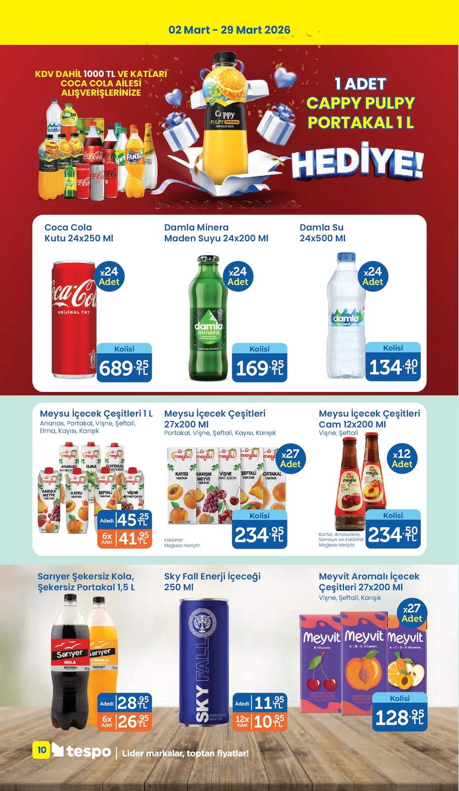 Tespo Tespo 2 Mart 2026 Aktüel Kataloğu sayfa 10: Bizim Mutfak Puding 2 Kakaolu + 1 Çilekli, Kent Beringer Patates Püresi 2 Kg