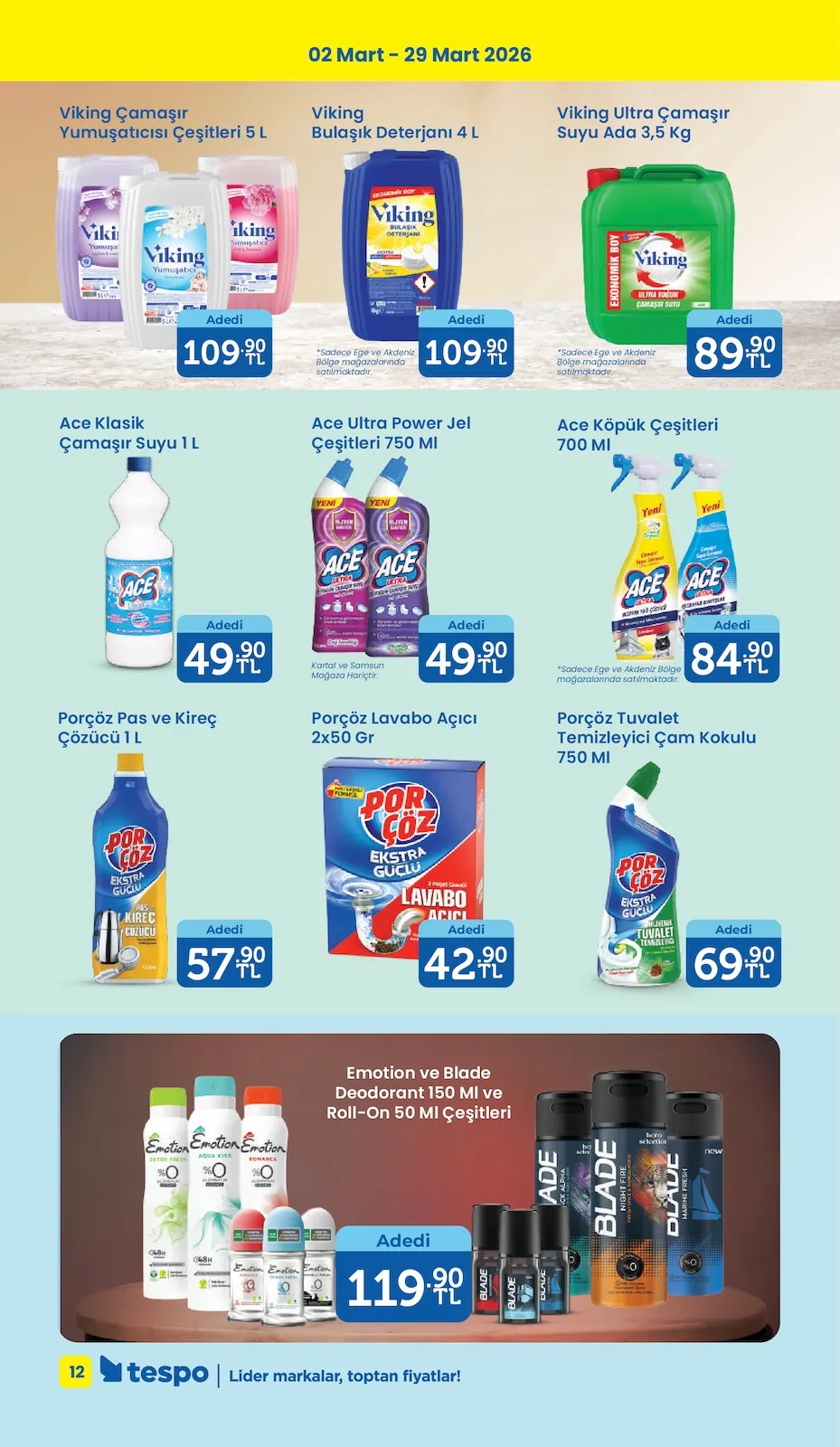 Tespo Tespo 2 Mart 2026 Aktüel Kataloğu sayfa 12: İçim Taze Kaşar Peynir 600 Gr, Eker Sütlü Tatlı Çeşitleri