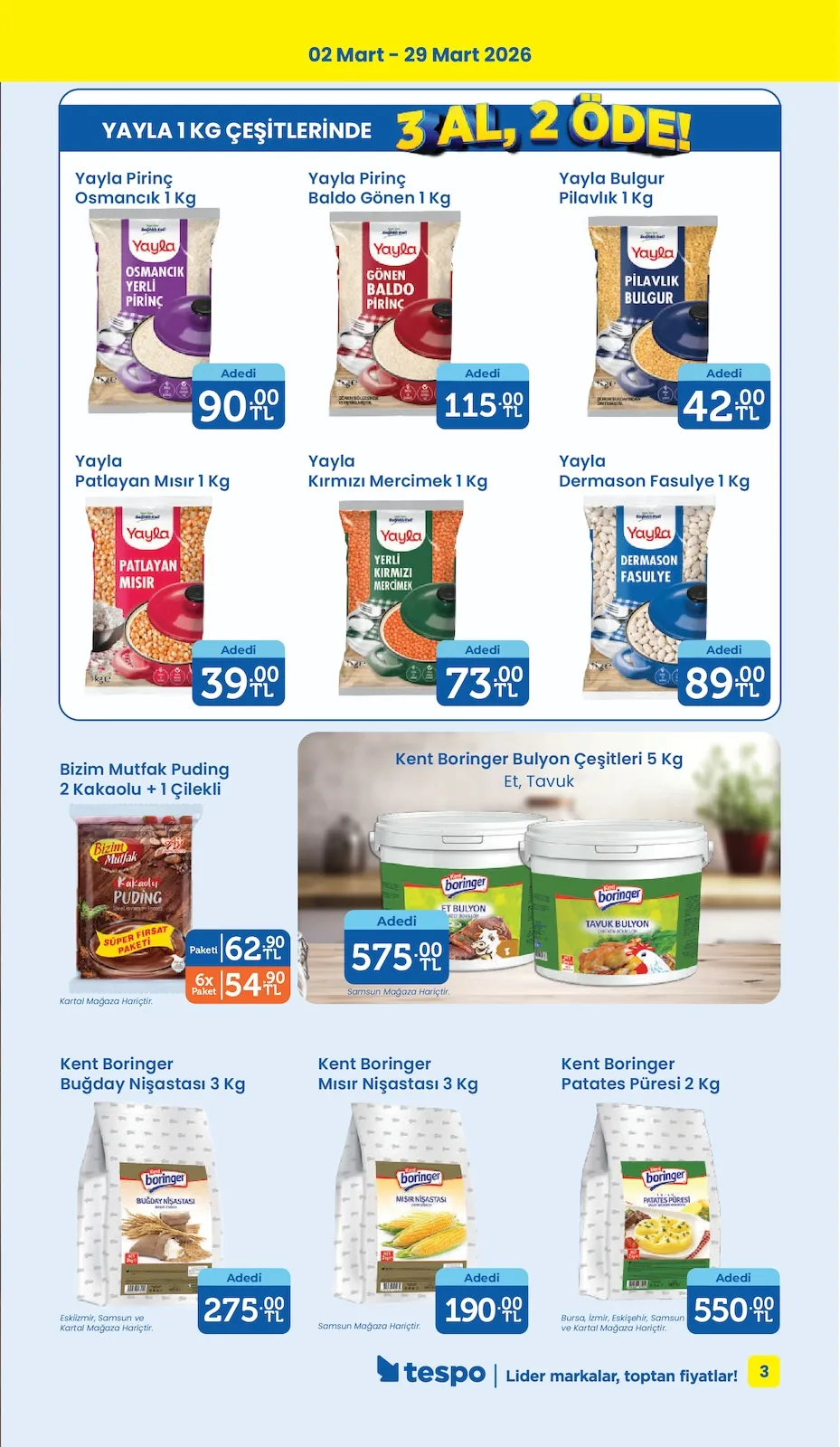 Tespo Tespo 2 Mart 2026 Aktüel Kataloğu sayfa 3: Abc Sıvı Deterjan Çeşitleri 3 L, Abc Matik Çeşitleri 10 Kg