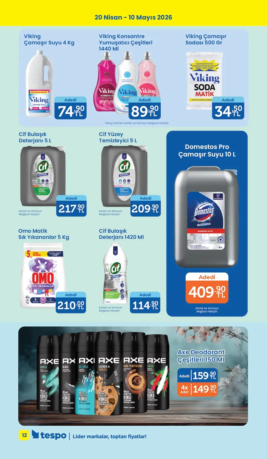 Tespo Tespo 20 Nisan 2026 Aktüel Kataloğu sayfa 12: Cif Yüzey Temizleyici 5 L, Cif Bulaşık Deterjanı 5 L