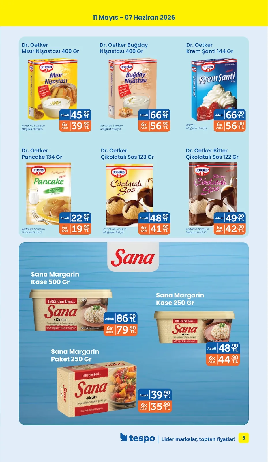 Tespo Tespo 11 Mayıs 2026 Aktüel Kataloğu sayfa 3: Dr. Oetker Pancake 134 Gr, Dr. Oetker Krem Şanti 144 Gr