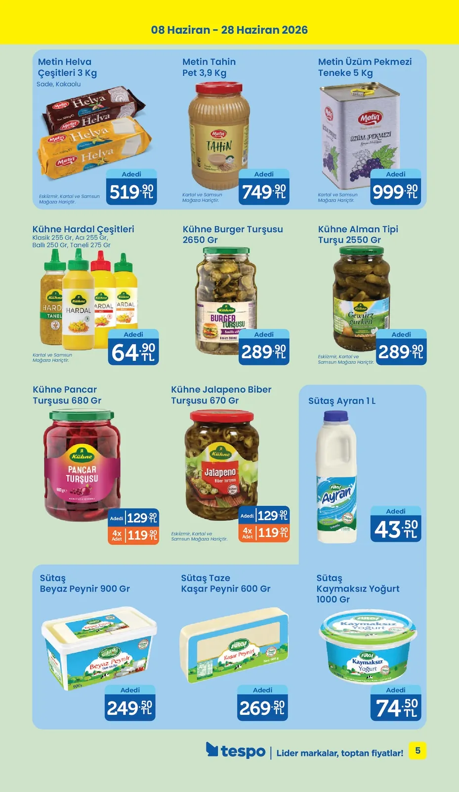 Tespo Tespo 8 Haziran 2026 Aktüel Kataloğu sayfa 5: Kuhne Burger Turşusu 2650 Gr, Kuhne Alman Tipi Turşu 2550 Gr