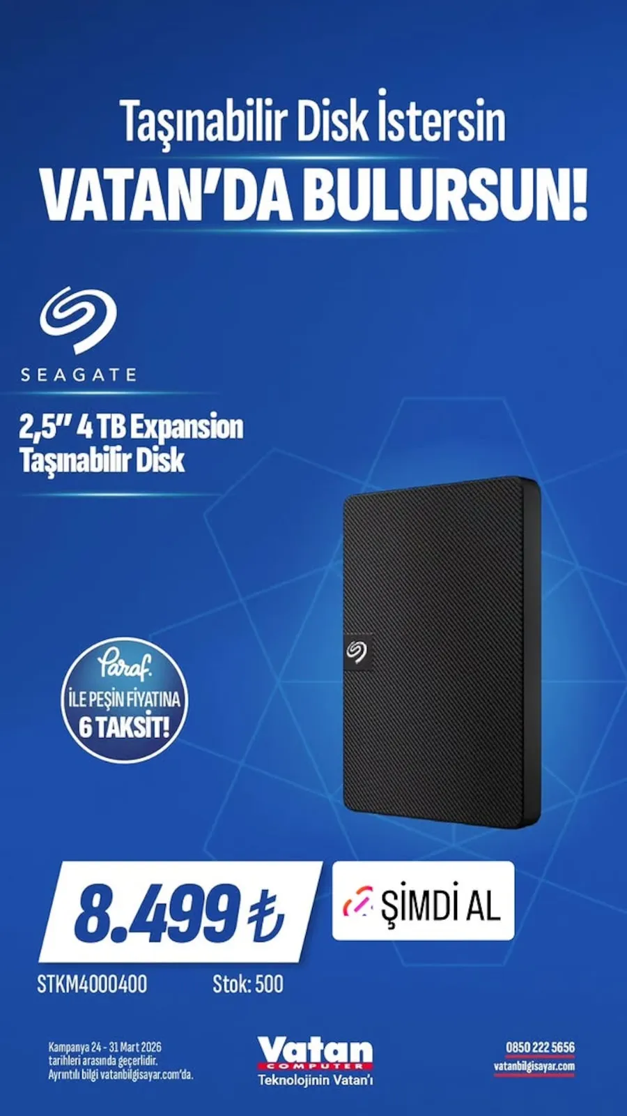 Vatan Vatan Bilgisayar 24 Mart 2026 Aktüel Kataloğu sayfa 1: Seagate 2,5" 4 Tb Expansion Taşınabilir Disk