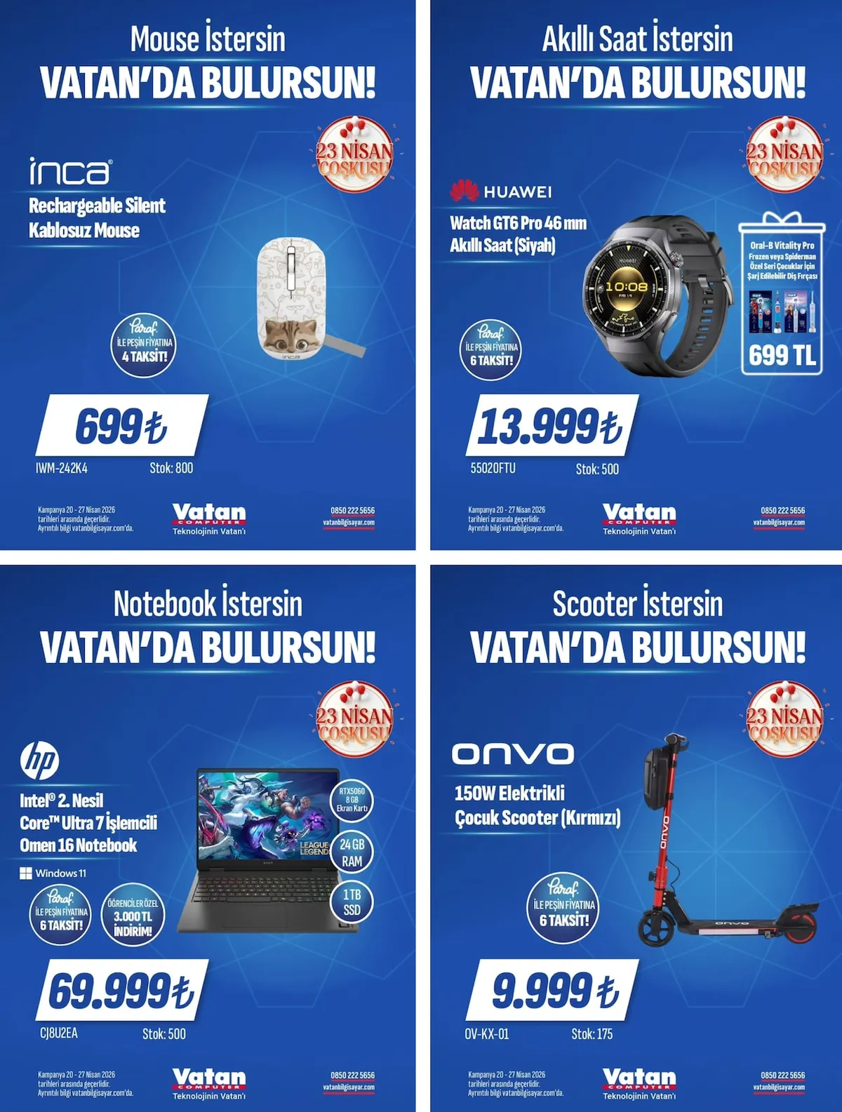 Vatan Vatan Bilgisayar 20 Nisan 2026 Aktüel Kataloğu sayfa 1: Hp Omen 16 Notebook, Huawei Watch Gt6 Pro 46Mm Akıllı Saat (Siyah)