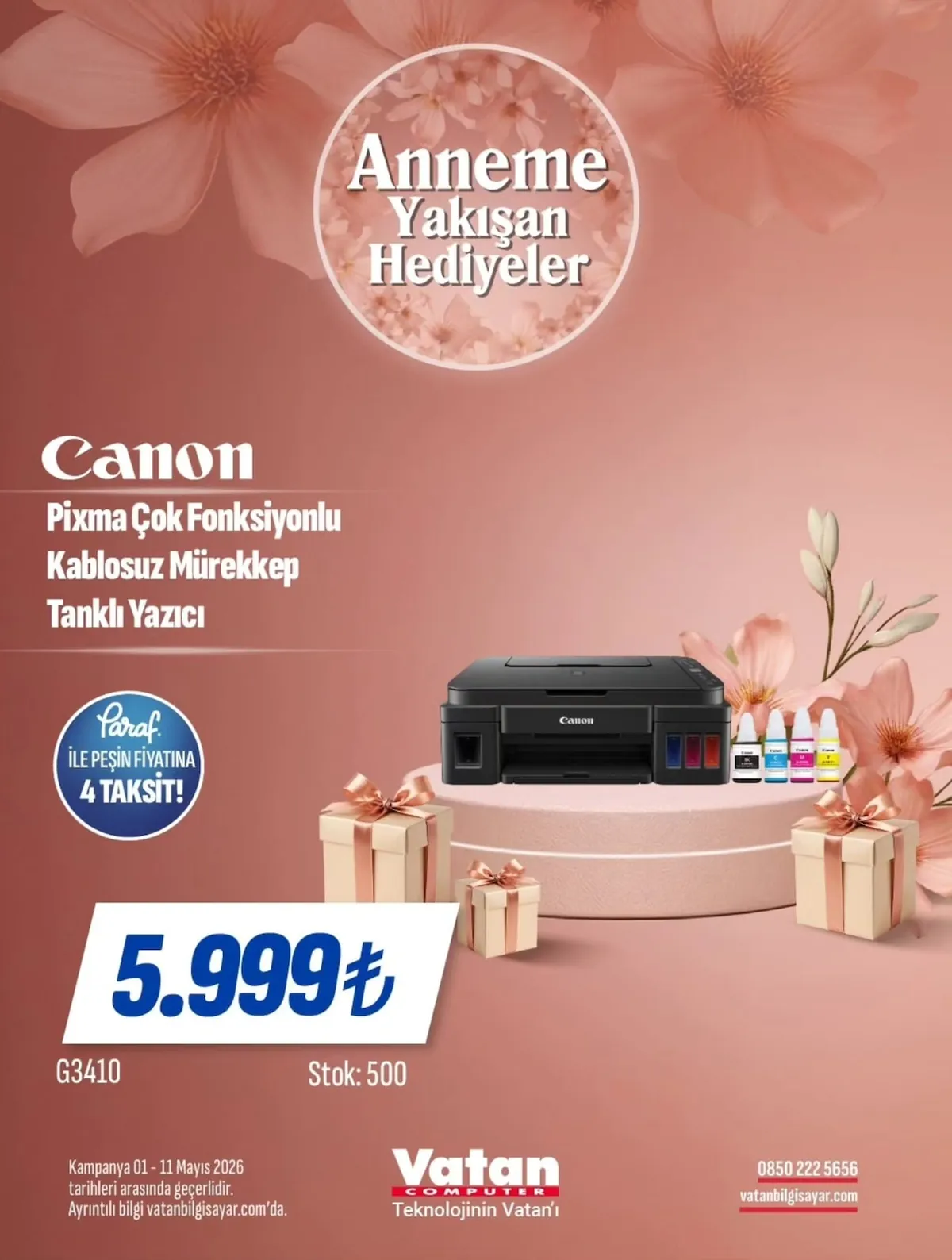 Vatan Vatan Bilgisayar 1 Mayıs 2026 Aktüel Kataloğu sayfa 6: Canon Pixma Çok Fonksiyonlu Kablosuz Mürekkep Tanklı Yazıcı