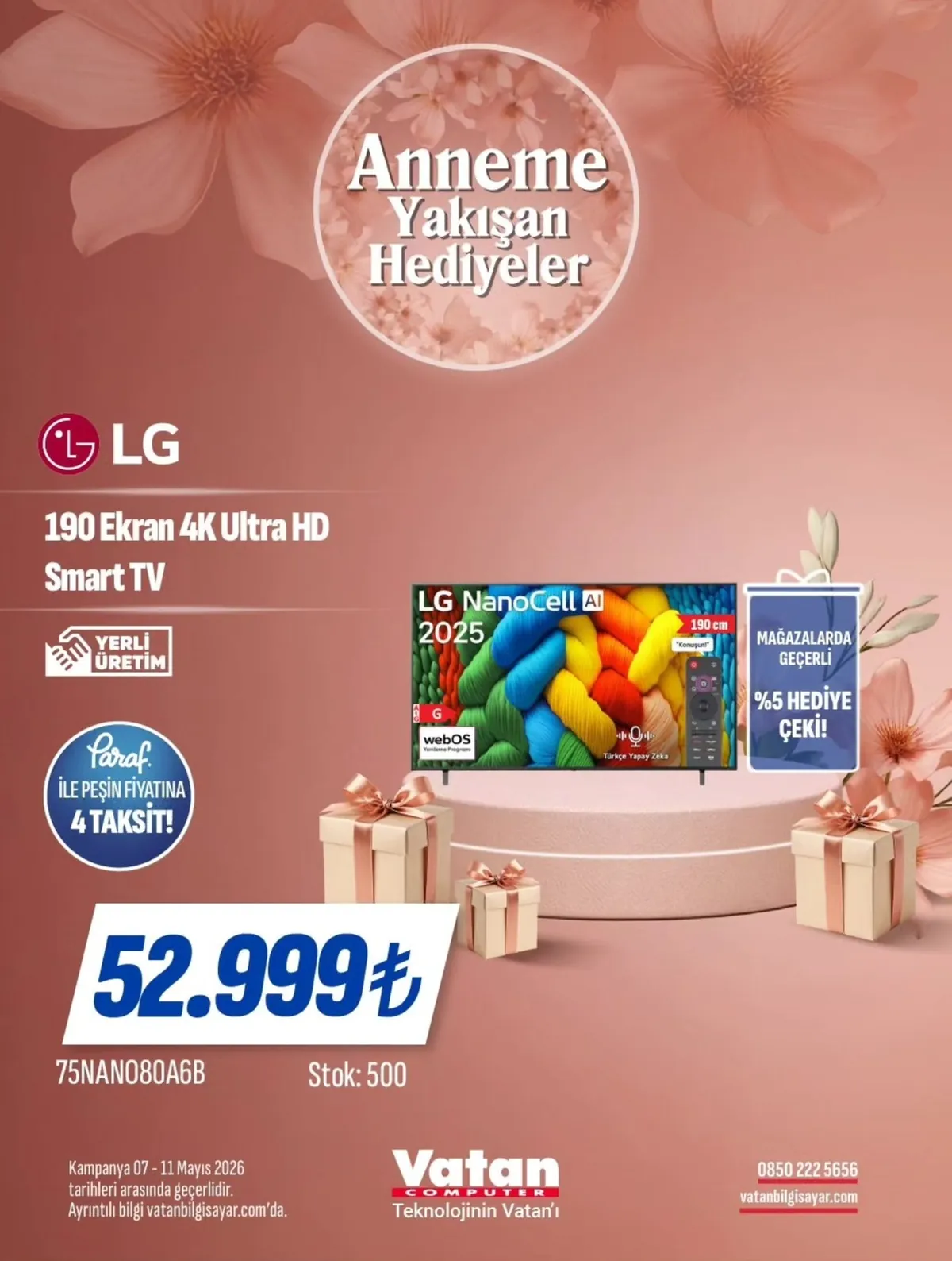 Vatan Vatan Bilgisayar 7 Mayıs 2026 Aktüel Kataloğu sayfa 1: 190 Ekran 4K Ultra Hd Smart Tv