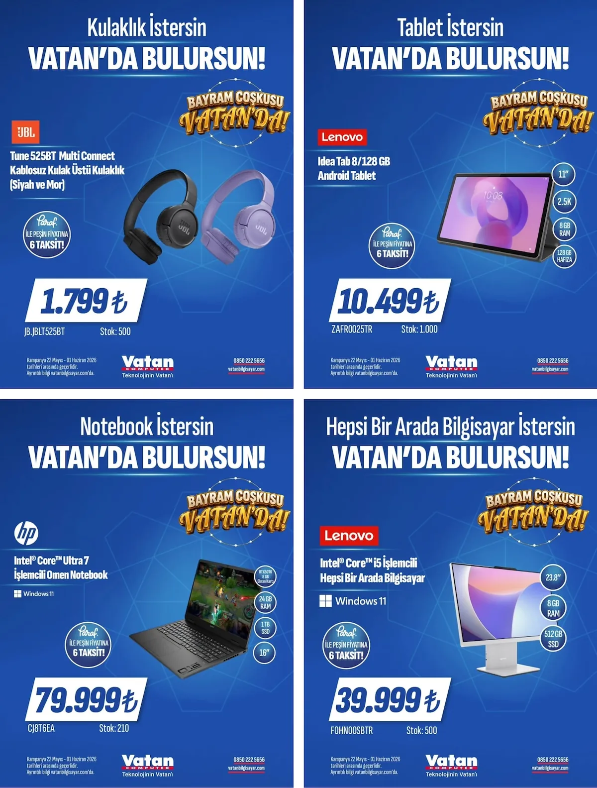 Vatan Vatan Bilgisayar 22 Mayıs 2026 Aktüel Kataloğu sayfa 3: Intel Core Ultra 7 İşlemcili Omen Notebook, Intel Core I5 İşlemcili Hepsi Bir Arada Bilgisayar