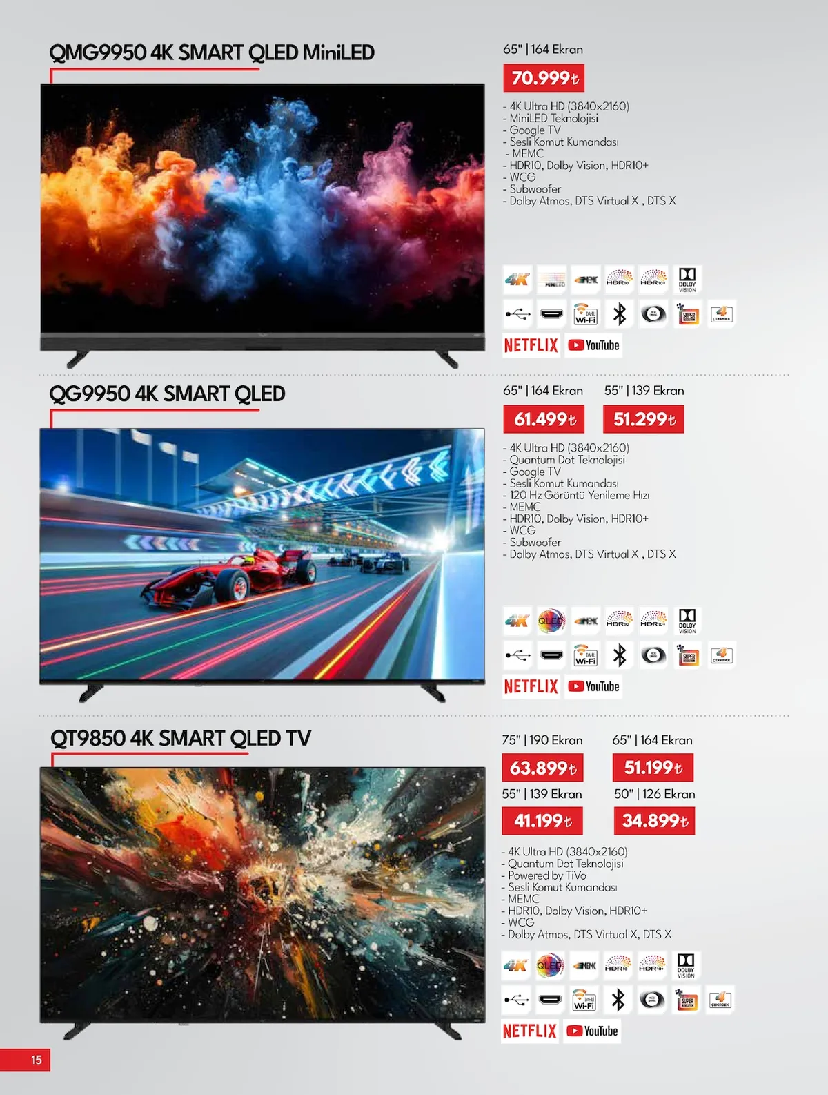 Vestel Vestel 3 Şubat 2026 Aktüel Kataloğu sayfa 15: Qg9950 4K Smart Qled, Qmg9950 4K Smart Qled Miniled