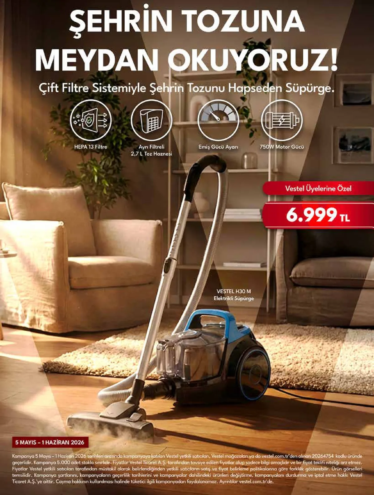 Vestel Vestel 5 Mayıs 2026 Aktüel Kataloğu sayfa 3: Vestel H30 M Elektrikli Süpürge