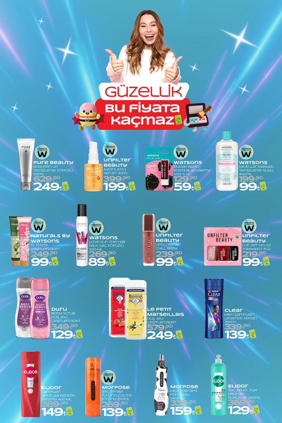 Watsons Watsons 29 Ocak 2026 Aktüel Kataloğu sayfa 19: Watsons Micellar Makyaj Temizleme Suyu 400Ml, Pure Beauty Brighten Up Temizleme Köpüğü 125Ml
