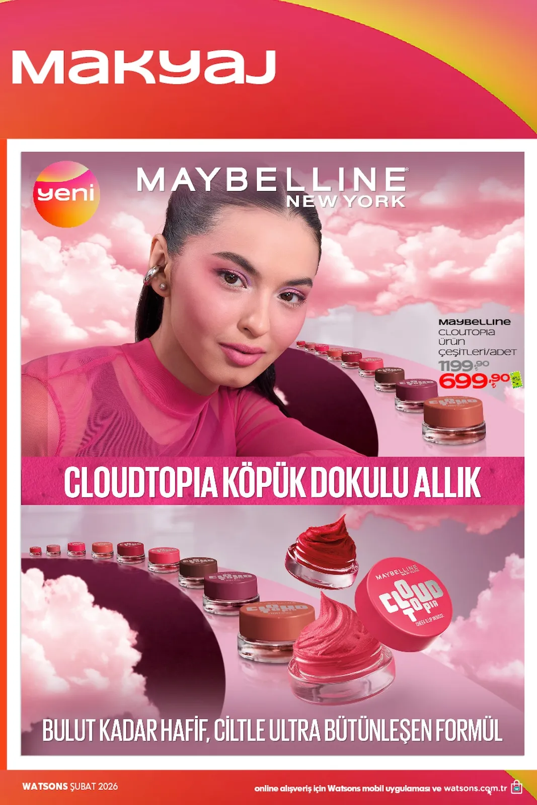 Watsons Watsons 29 Ocak 2026 Aktüel Kataloğu sayfa 27: Maybelline Cloutopia Köpük Dokulu Allık, Maybelline Cloutopia Ürün Çeşitleri/Adet