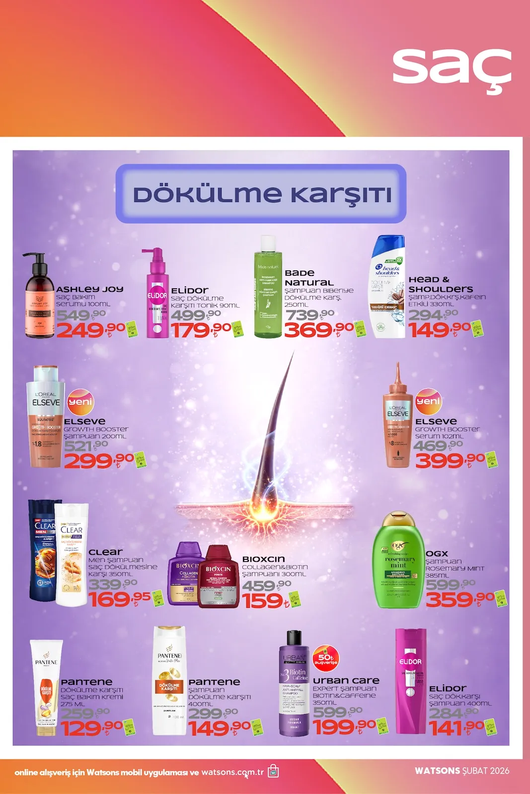 Watsons Watsons 29 Ocak 2026 Aktüel Kataloğu sayfa 40: Urban Care Expert Şampuan Bıotın&Caffeıne 350Ml, Clear Men Şampuan Saç Dökülmesine Karşı 350Ml