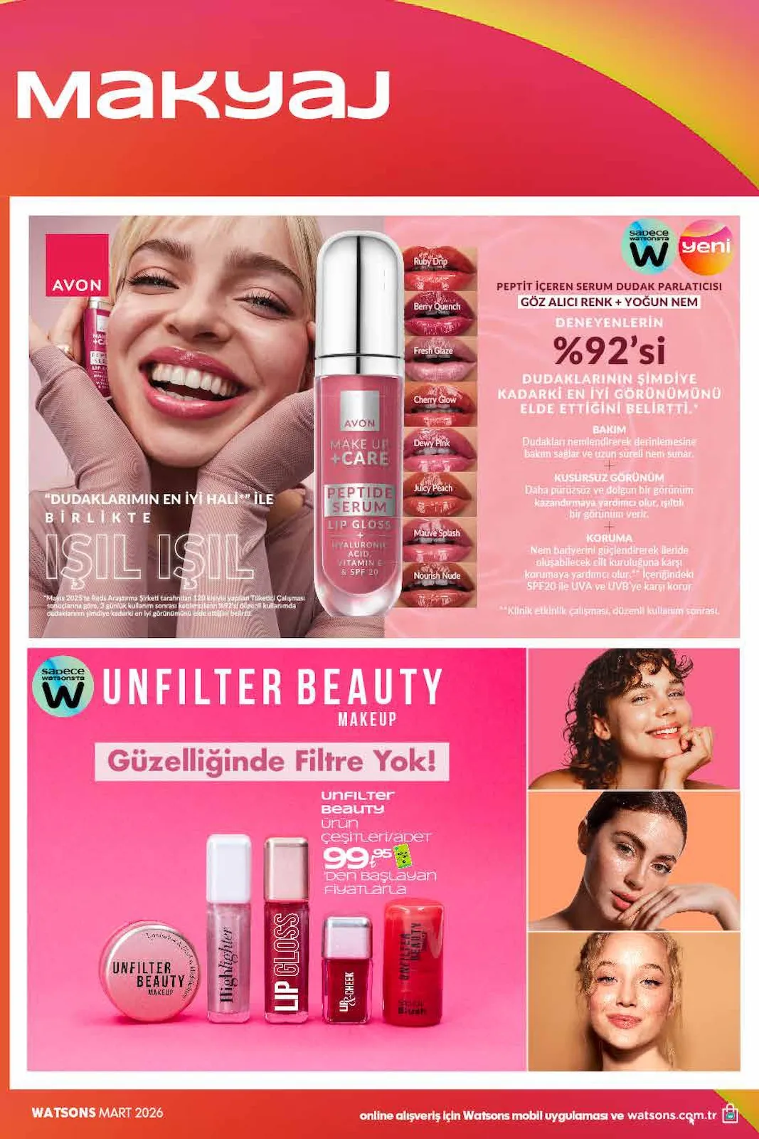 Watsons Watsons 26 Şubat 2026 Aktüel Kataloğu sayfa 8: Max Factor Miracle Pure Lip Gloss Çeşitleri/Adet