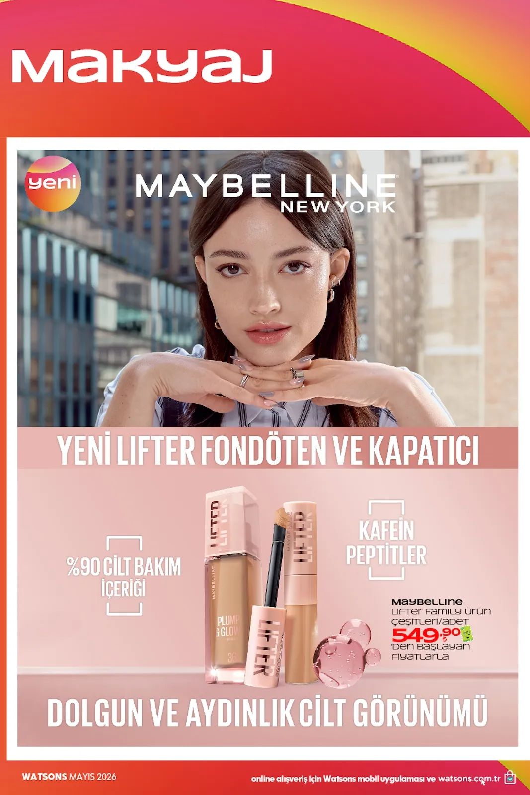 Watsons Watsons 28 Nisan 2026 Aktüel Kataloğu sayfa 12: Maybelline Lifter Fondöten Ve Kapatıcı
