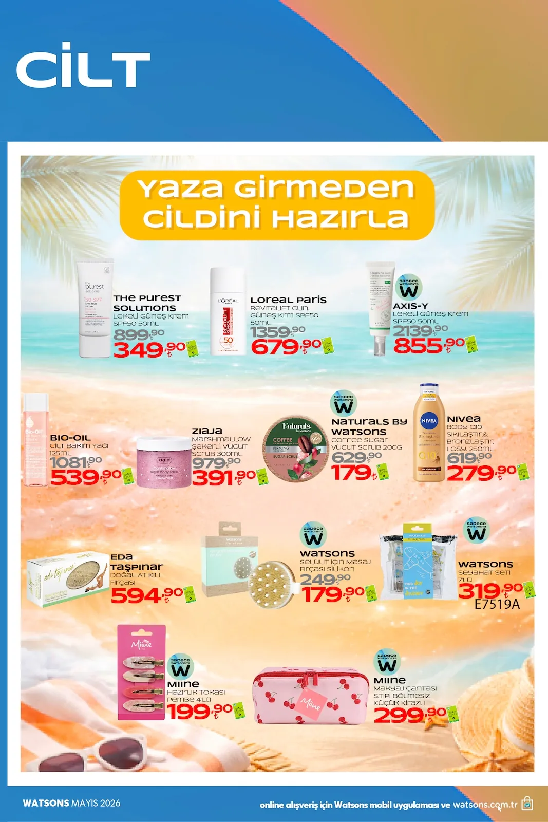 Watsons Watsons 28 Nisan 2026 Aktüel Kataloğu sayfa 26: Nivea Body Q10 Sıkılaştır & Bronzlaştır Losy 250Ml, Eda Taşpınar Doğal At Kılı Fırçası