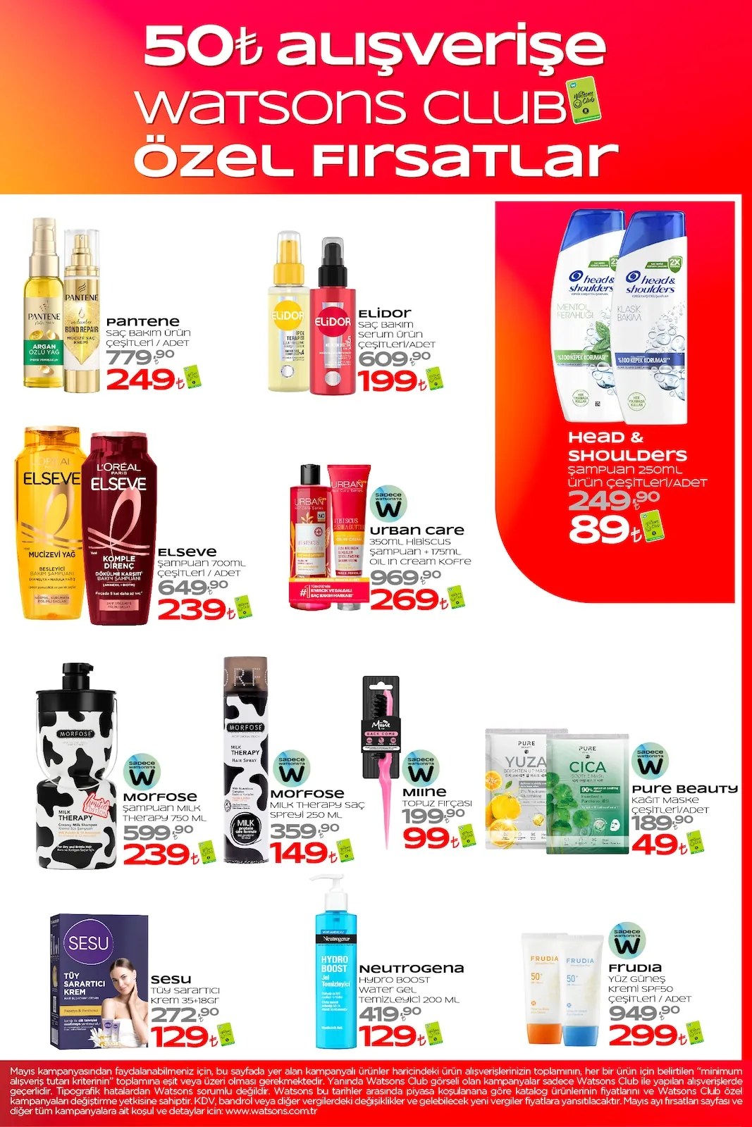 Watsons Watsons 28 Nisan 2026 Aktüel Kataloğu sayfa 5: Pantene Saç Bakım Ürün Çeşitleri / Adet, Elseve Şampuan 700Ml Çeşitleri / Adet