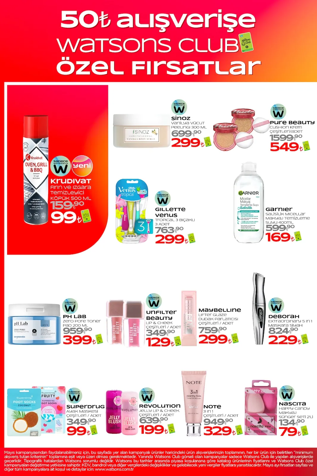 Watsons Watsons 28 Nisan 2026 Aktüel Kataloğu sayfa 6: Garnier Salisilik Micellar Makyaj Temizleme Suyu 400Ml, Gillette Venus Tropical 3 Bıçaklı Jilet 3 Adet