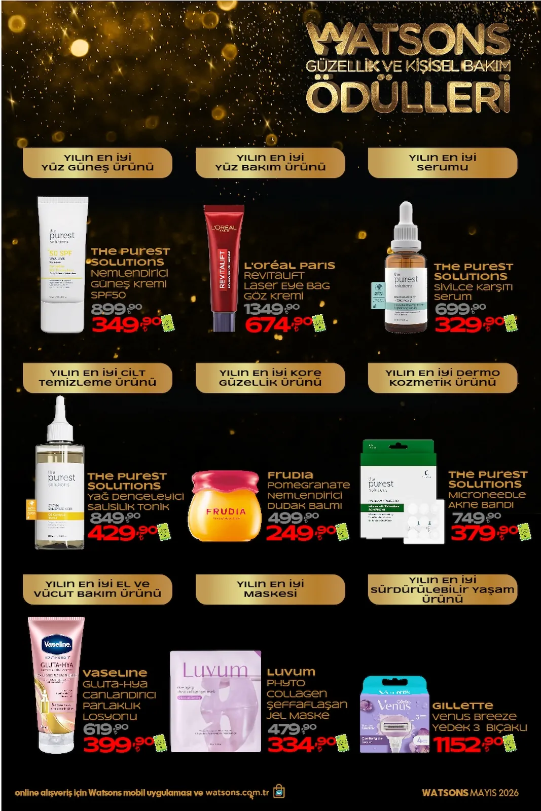 Watsons Watsons 28 Nisan 2026 Aktüel Kataloğu sayfa 7: The Purest Solutions Nemlendirici Güneş Kremi Spf50, The Purest Solutions Yağ Dengeleyici Salisilik Tonik