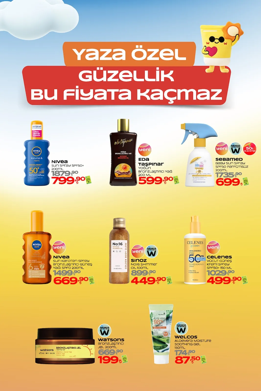 Watsons Watsons 1 Haziran 2026 Aktüel Kataloğu sayfa 13: Sebamed Baby Sun Spray Spf50 Parfümsüz 200Ml, Nivea Sun Spray Spf50+ 200Ml