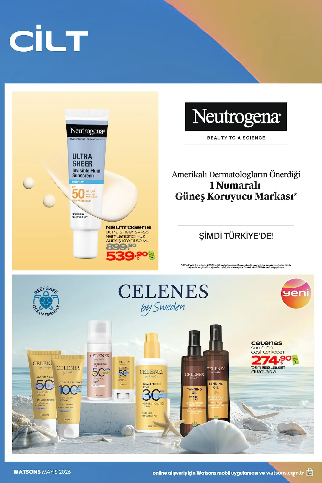 Watsons Watsons 1 Haziran 2026 Aktüel Kataloğu sayfa 29: Neutrogena Ultra Sheer Spf50 Nemlendirici Yüz Güneş Kremi 50 Ml