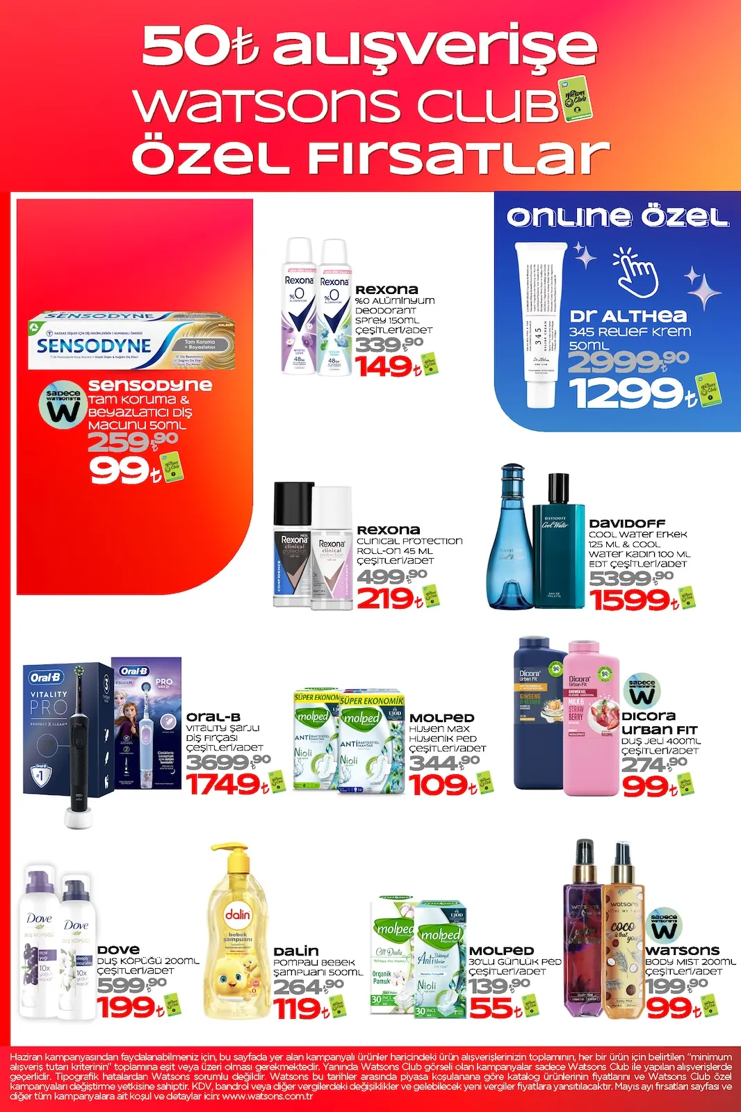 Watsons Watsons 1 Haziran 2026 Aktüel Kataloğu sayfa 5: Dicora Urban Fit Duş Jeli 400Ml, Rexona Clinical Protection Roll-On 45Ml