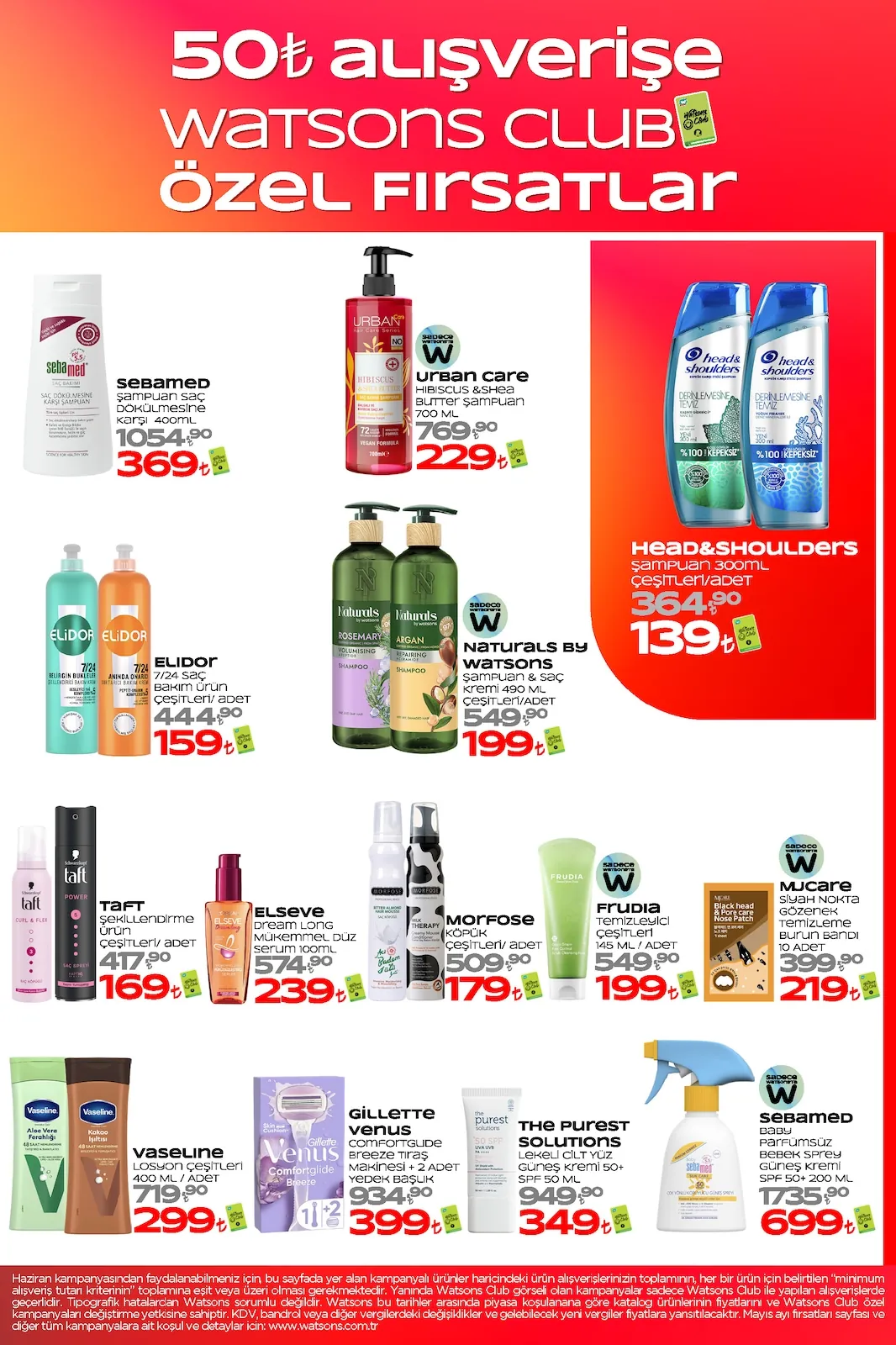 Watsons Watsons 1 Haziran 2026 Aktüel Kataloğu sayfa 6: Naturals By Watsons Şampuan & Saç Kremi 490 Ml, Elidor 7/24 Saç Bakım Ürünleri 400 Ml