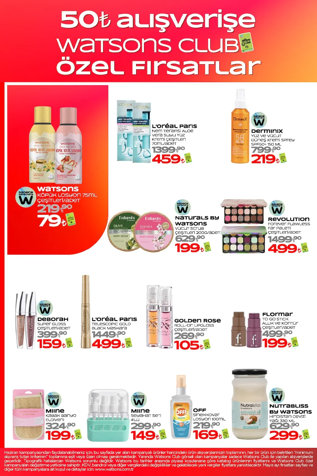 Watsons Watsons 1 Haziran 2026 Aktüel Kataloğu sayfa 7: Nutrabliss By Watsons Hindistan Cevizi Yağı 330 Ml, Golden Rose Roll-On Lipgloss