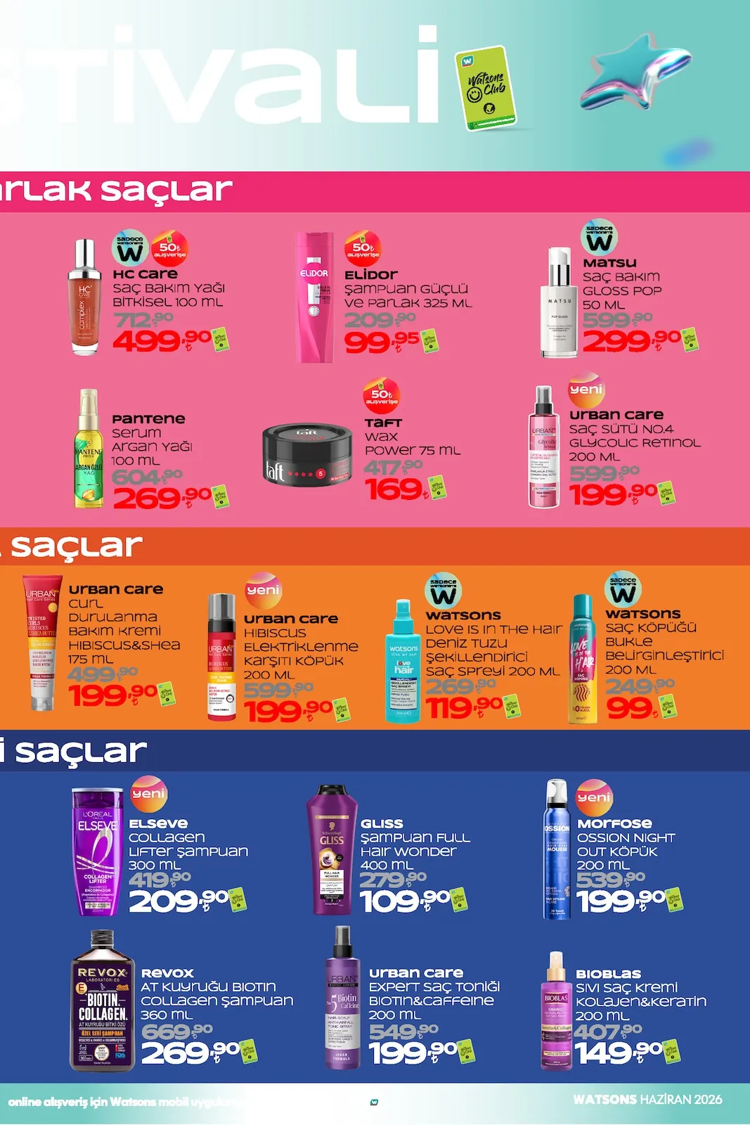 Watsons Watsons 1 Haziran 2026 Aktüel Kataloğu sayfa 9: Urban Care Saç Sütü No.4 Glycolic Retinol 200Ml, Revox Saç Bakım At Kuyruğu Biotin Collagen Şampuan 360Ml
