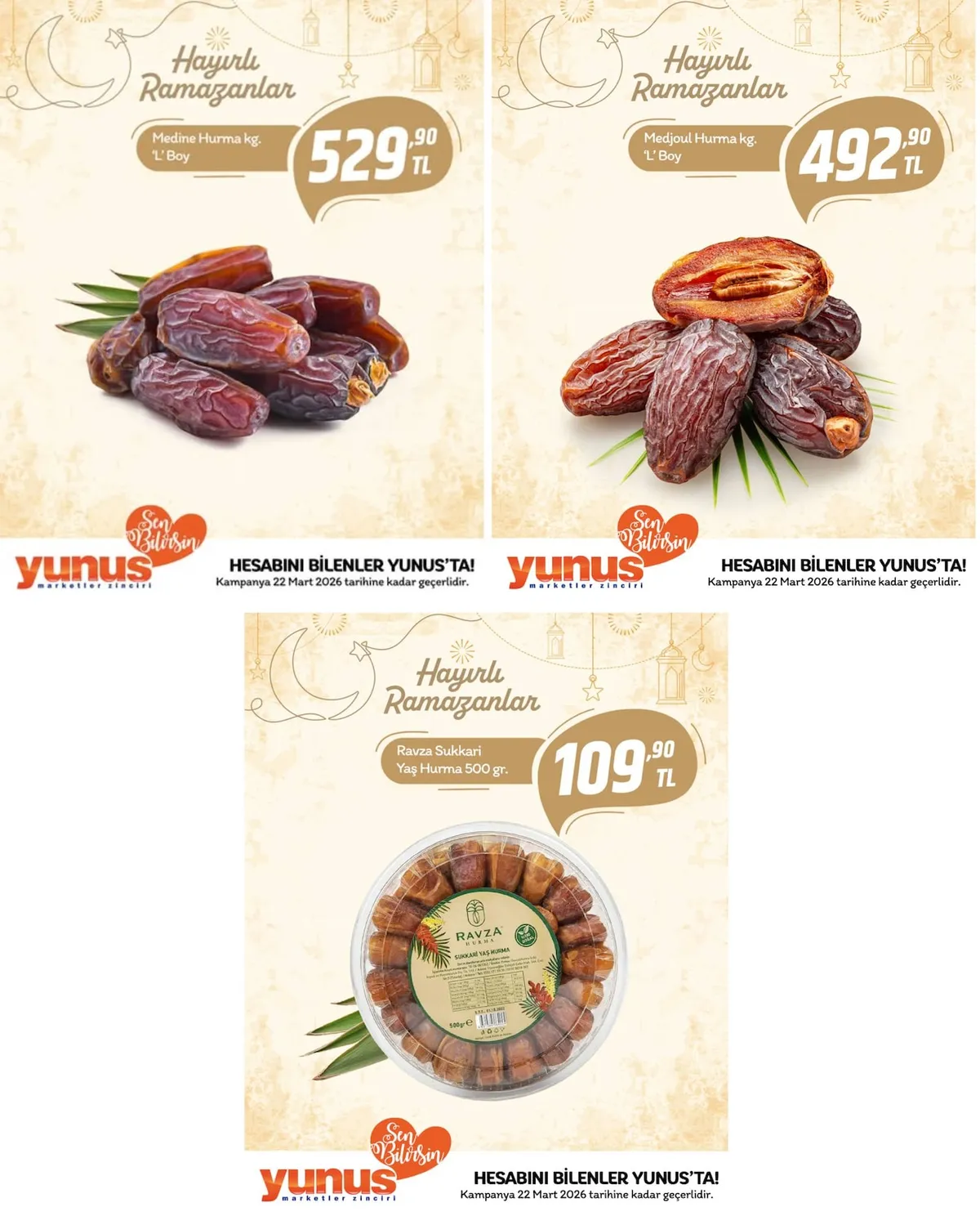 Yunus Yunus Market 23 Şubat 2026 Aktüel Kataloğu sayfa 1: Medine Hurma Kg 'L' Boy