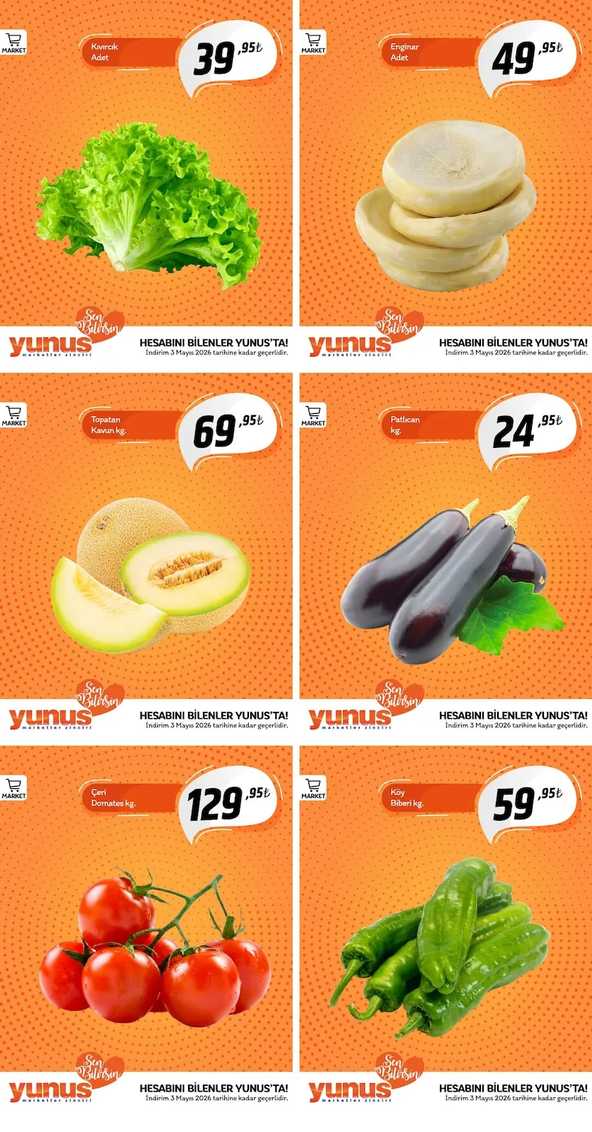 Yunus Yunus Market 30 Nisan 2026 Aktüel Kataloğu sayfa 1: Köy Biberi Kg., Kıvırcık Adet