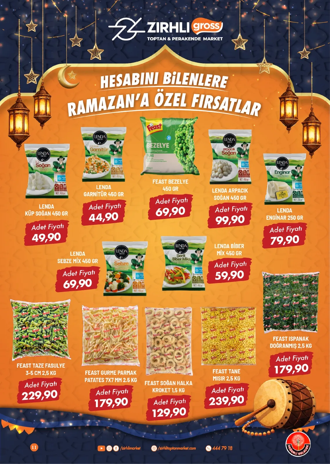 Zırhlı Zırhlı Toptan Market 13 Şubat 2026 Aktüel Kataloğu sayfa 12: Feast Bezelye 450 Gr, Lenda Biber Mix 450 Gr
