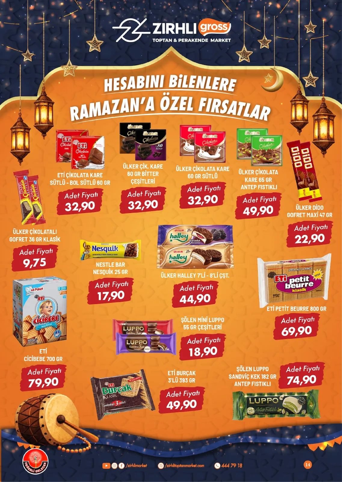 Zırhlı Zırhlı Toptan Market 13 Şubat 2026 Aktüel Kataloğu sayfa 15: Ülker Halley 7'Li̇ - 8'Li̇ Çşt., Eti̇ Çi̇Kolata Kare Sütlü - Bol Sütlü 60 Gr