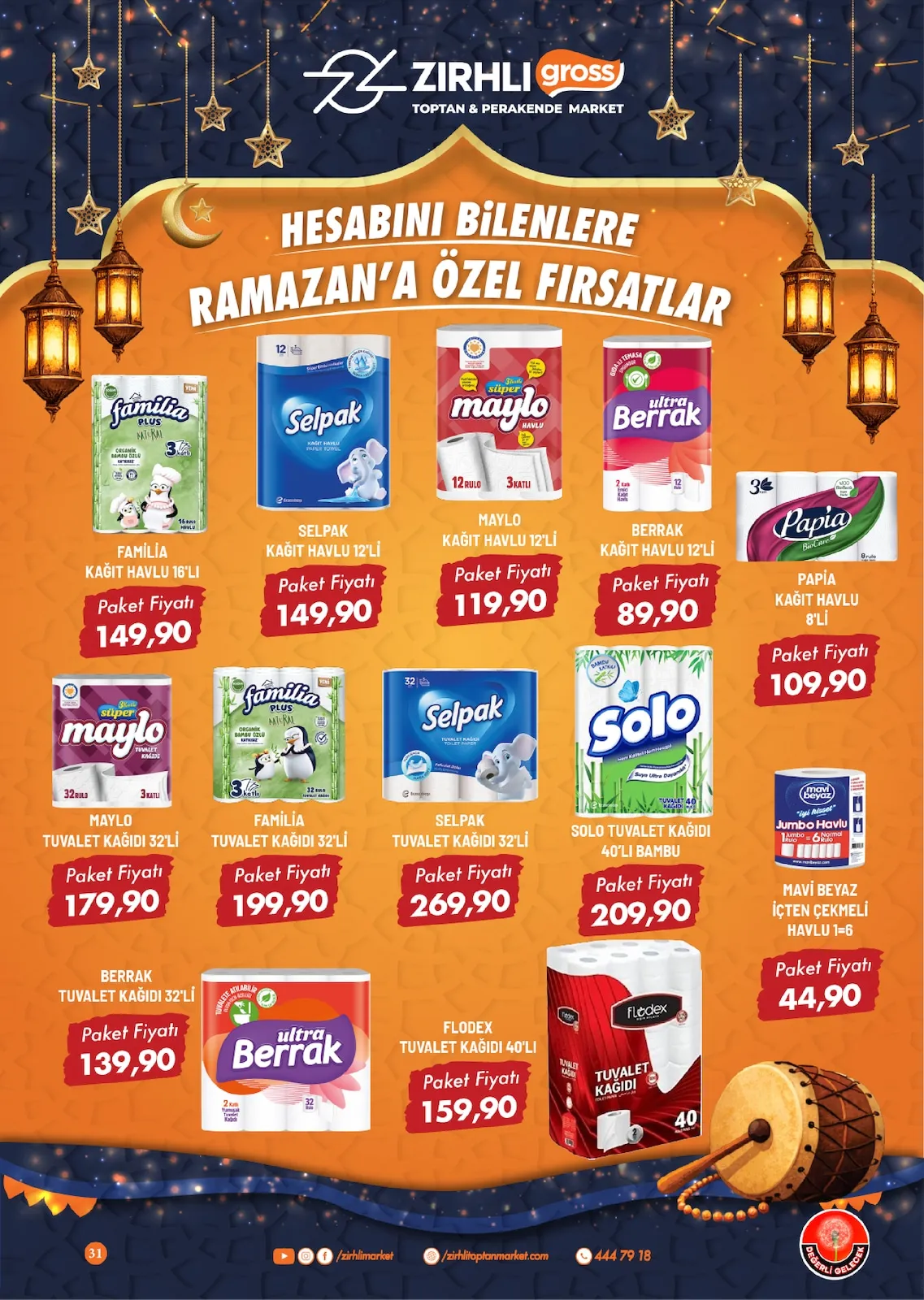 Zırhlı Zırhlı Toptan Market 13 Şubat 2026 Aktüel Kataloğu sayfa 32: Papi̇A Kağit Havlu 8'Li̇, Berrak Kağit Havlu 12'Li̇