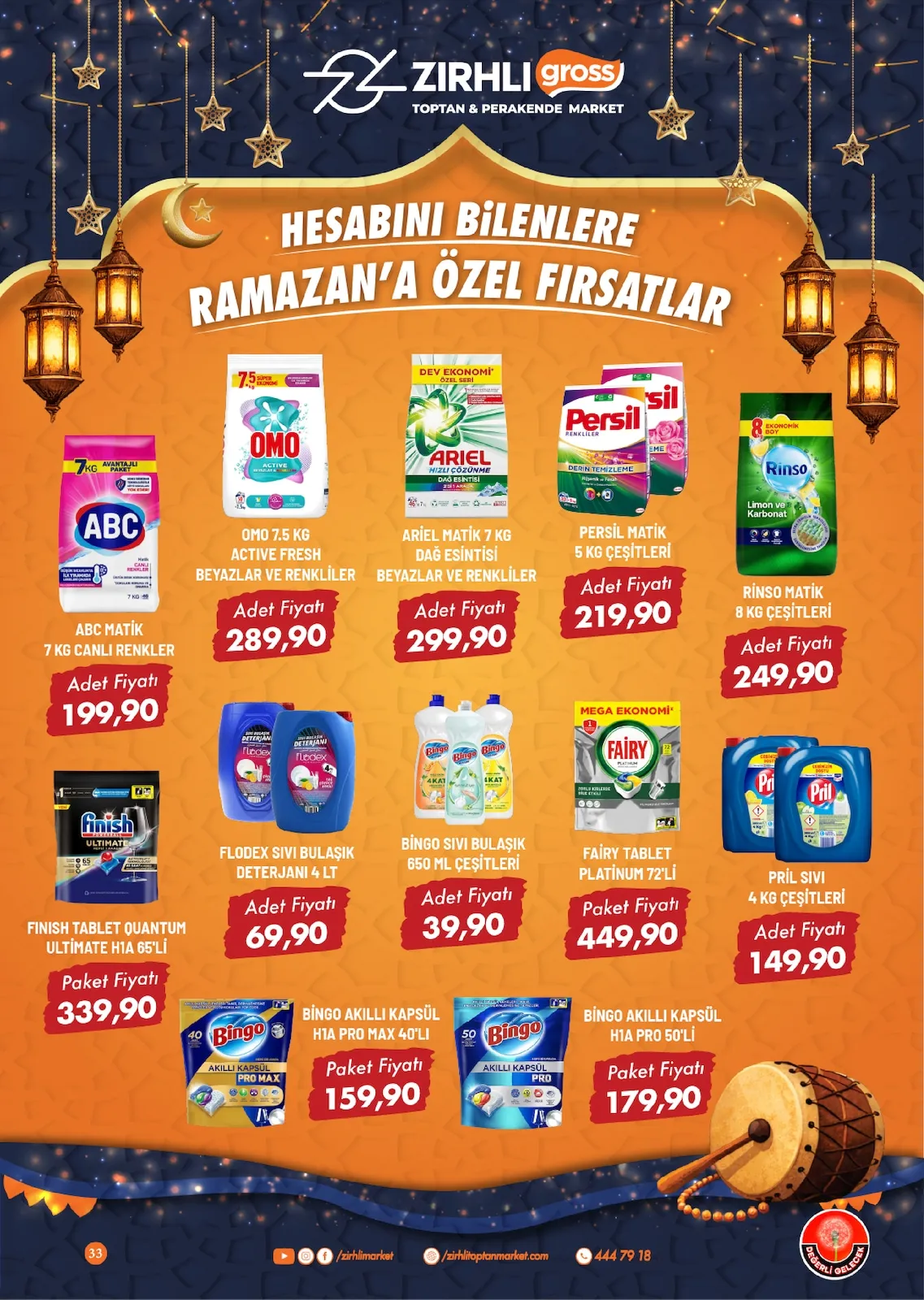 Zırhlı Zırhlı Toptan Market 13 Şubat 2026 Aktüel Kataloğu sayfa 34: Omo 7.5 Kg Active Fresh Beyazlar Ve Renkliler, Ariel Matik 7 Kg Dag Esintisi Beyazlar Ve Renkliler