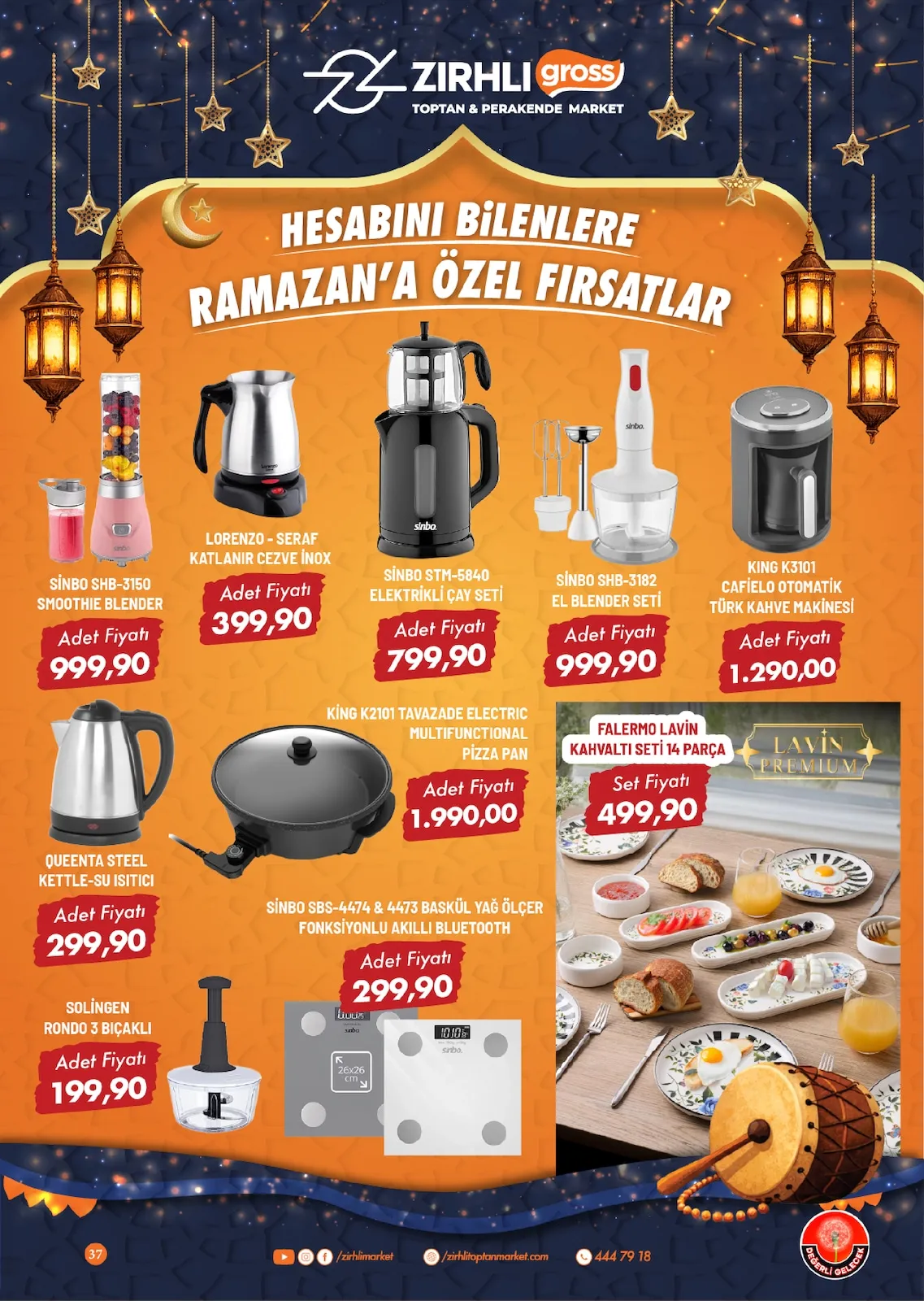 Zırhlı Zırhlı Toptan Market 13 Şubat 2026 Aktüel Kataloğu sayfa 38: Solingen Rondo 3 Bıçaklı, Sinbo Stm-5840 Elektrikli Çay Seti