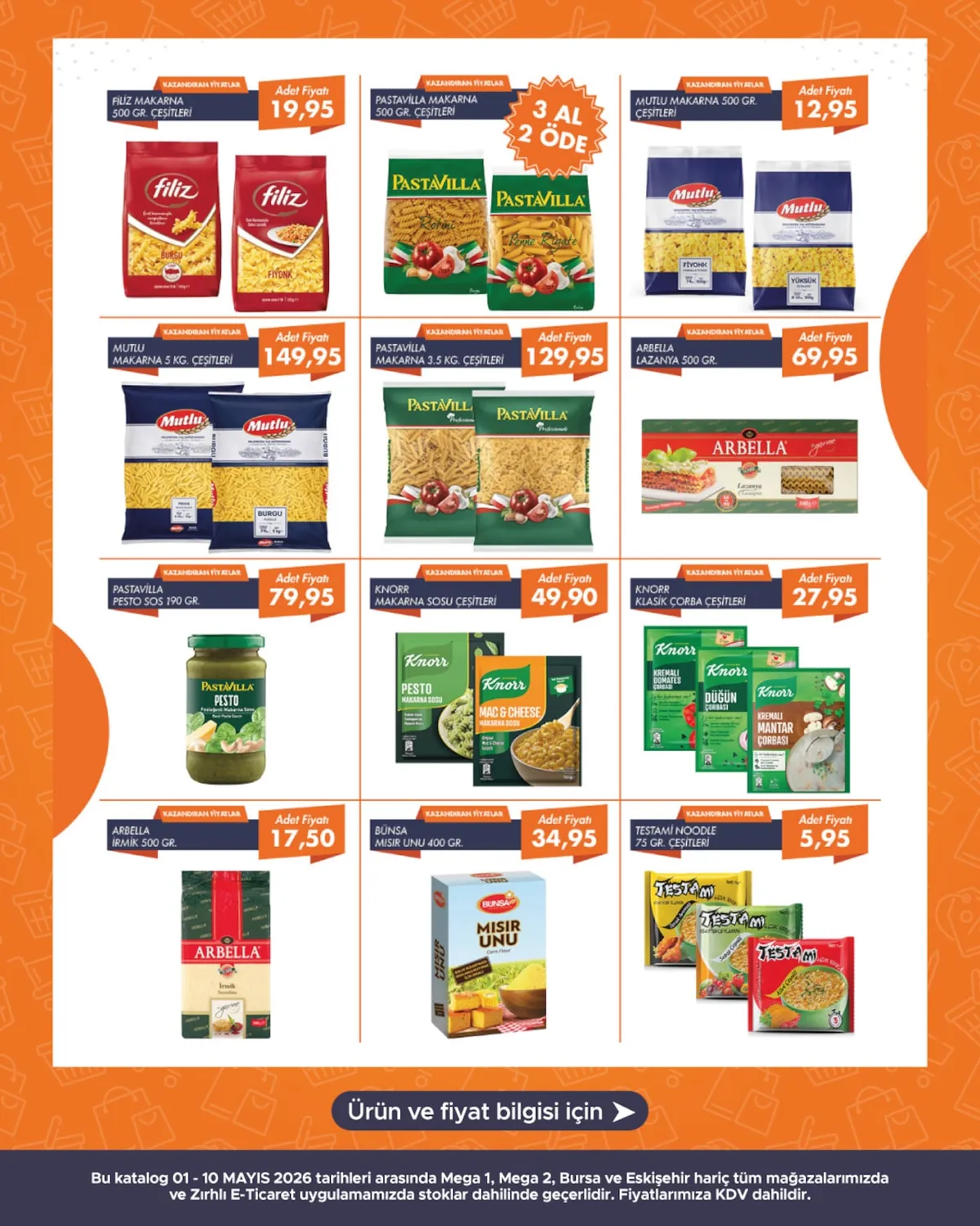 Zırhlı Zırhlı Toptan Market 1 Mayıs 2026 Aktüel Kataloğu sayfa 16: Pastavilla Makarna 3.5 Kg Çeşitleri, Knorr Makarna Sosu Çeşitleri