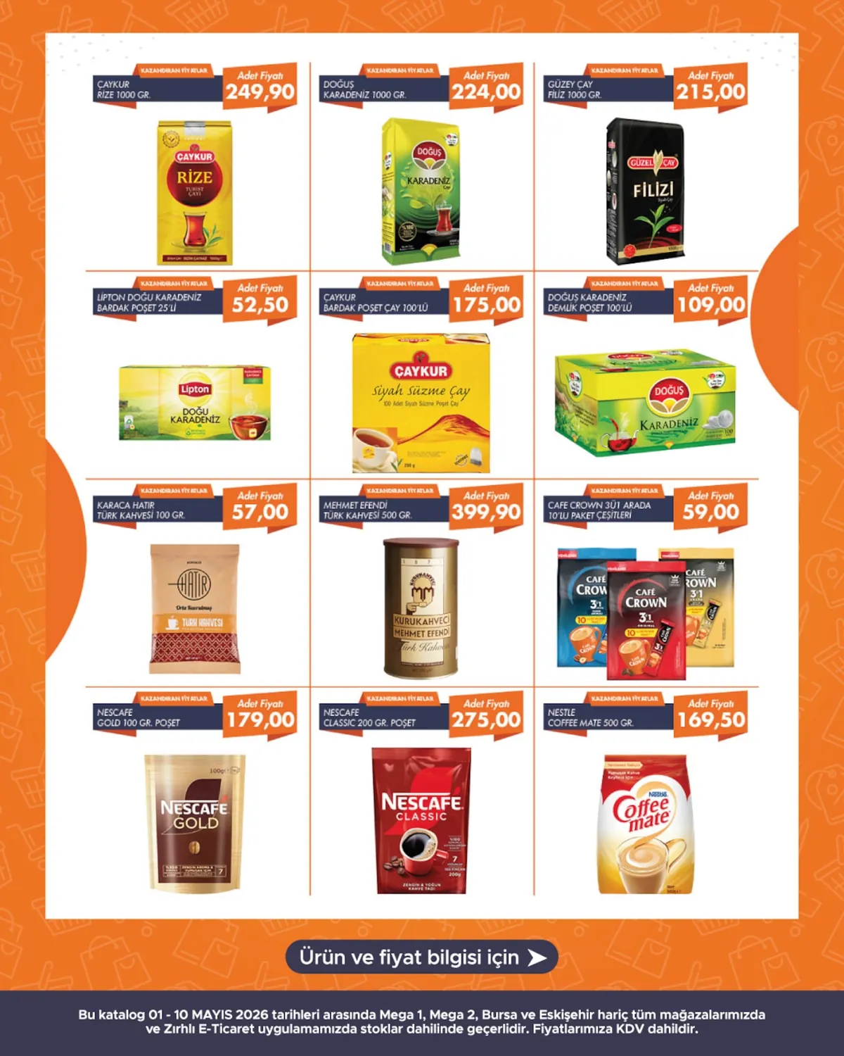 Zırhlı Zırhlı Toptan Market 1 Mayıs 2026 Aktüel Kataloğu sayfa 9: Mehmet Efendi Türk Kahvesi 500 Gr., Nescafe Classic 200 Gr. Poşet