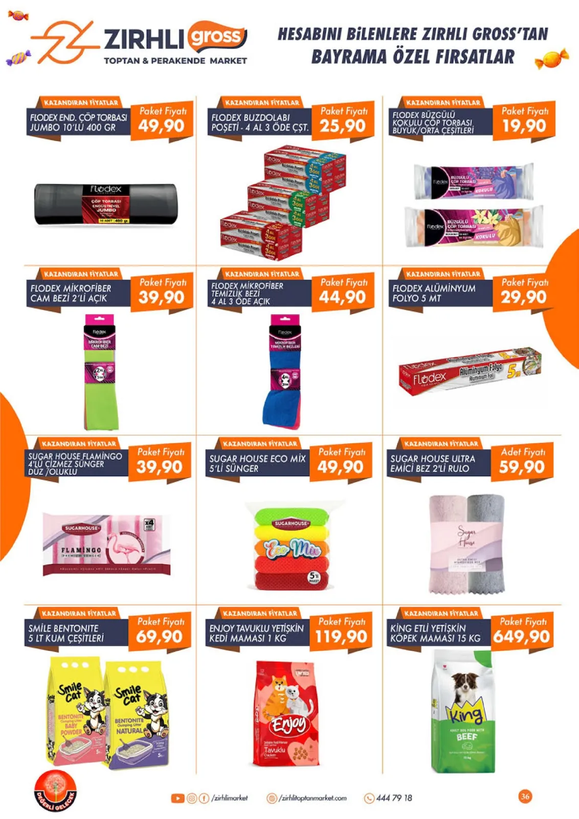 Zırhlı Zırhlı Toptan Market 22 Mayıs 2026 Aktüel Kataloğu sayfa 37: Sugar House Eco Mix 5'Li Sünger, Flodex Mikrofiber Temizlik Bezi 4 Al 3 Öde