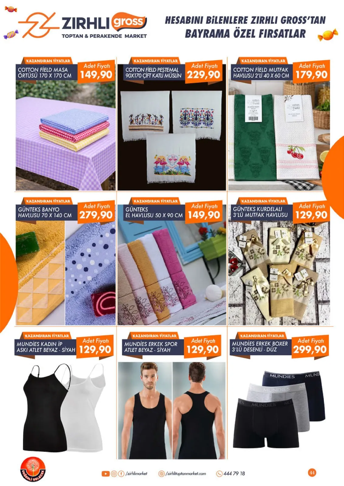 Zırhlı Zırhlı Toptan Market 22 Mayıs 2026 Aktüel Kataloğu sayfa 45: Günteks El Havlusu 50 X 90 Cm, Günteks Banyo Havlusu 70 X 140 Cm
