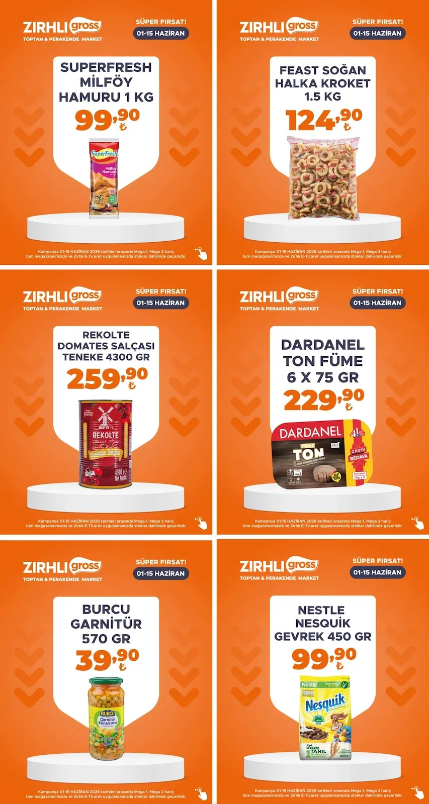 Zırhlı Zırhlı Toptan Market 1 Haziran 2026 Aktüel Kataloğu sayfa 4: Rekolte Domates Salçası Teneke 4300 Gr, Nestle Nesquik Gevrek 450 Gr