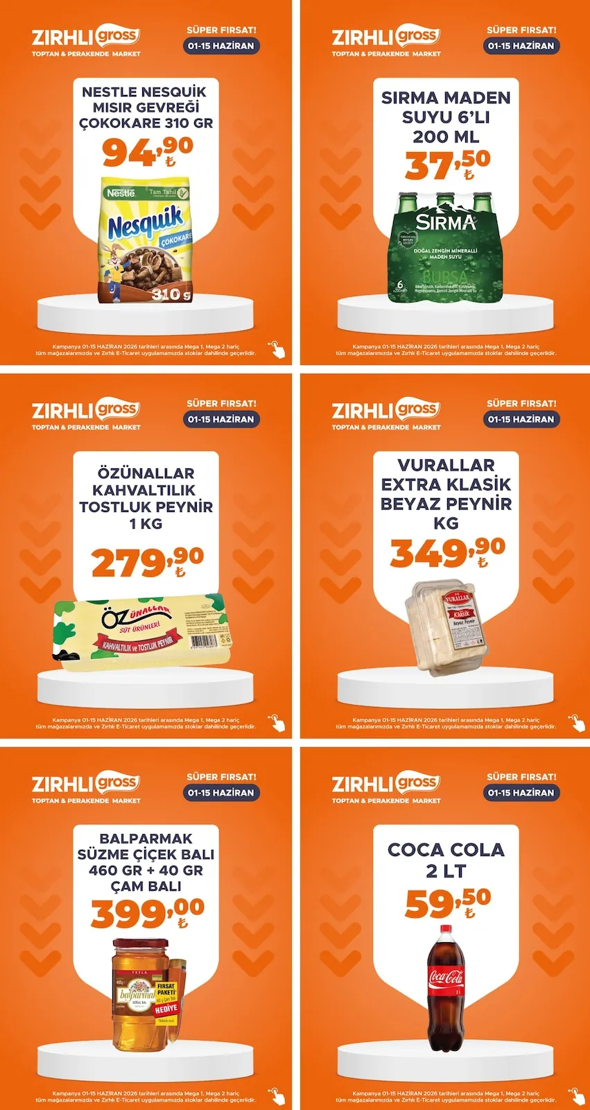 Zırhlı Zırhlı Toptan Market 1 Haziran 2026 Aktüel Kataloğu sayfa 5: Sırma Maden Suyu 6'Li 200Ml, Vurallar Extra Klasik Beyaz Peynir Kg
