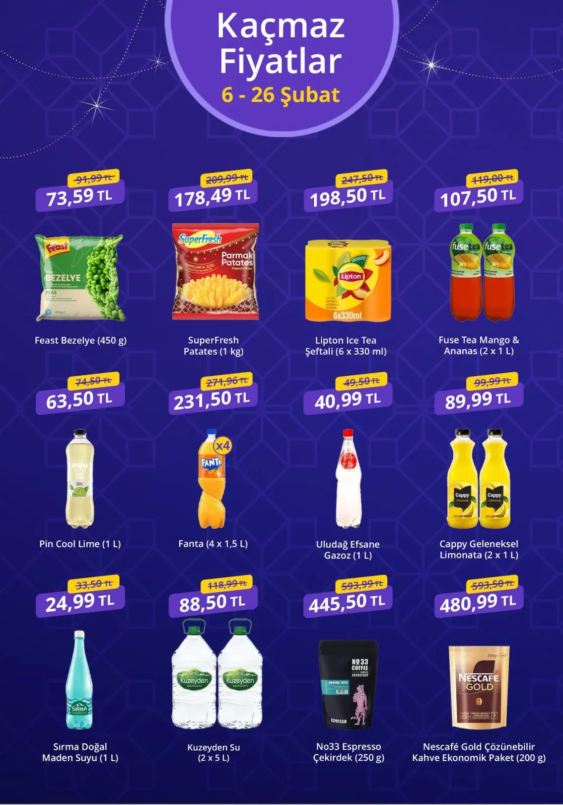 getirbüyük getirbüyük 6 Şubat 2026 Aktüel Kataloğu sayfa 3: Uludağ Efsane Gazoz (1 L), Feast Bezelye (450 G)