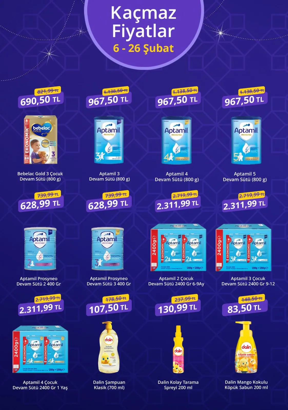 getirbüyük getirbüyük 6 Şubat 2026 Aktüel Kataloğu sayfa 7: Aptamil Prosyneo Devam Sütü 3 400 Gr, Aptamil 3 Devam Sütü (800 G)