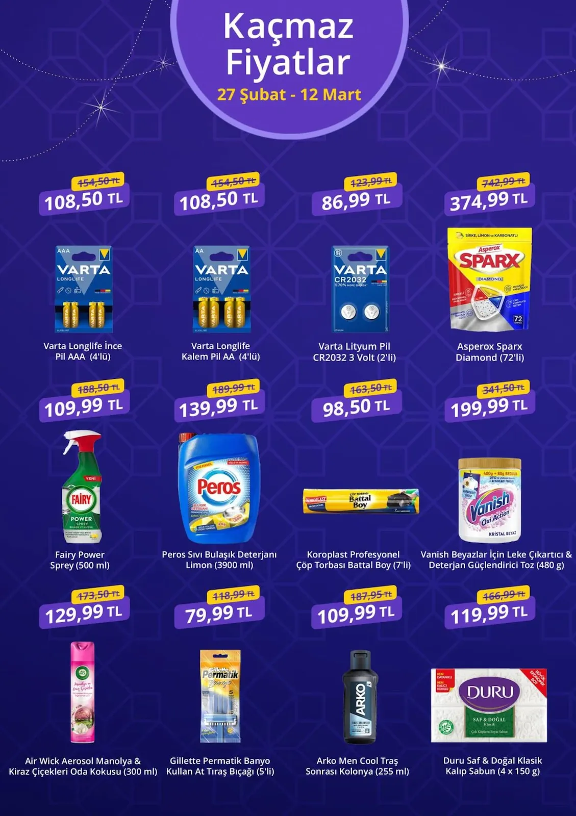 getirbüyük getirbüyük 27 Şubat 2026 Aktüel Kataloğu sayfa 6: Asperox Sparx Diamond (72'Li), Varta Longlife Kalem Pil Aa (4'Lü)