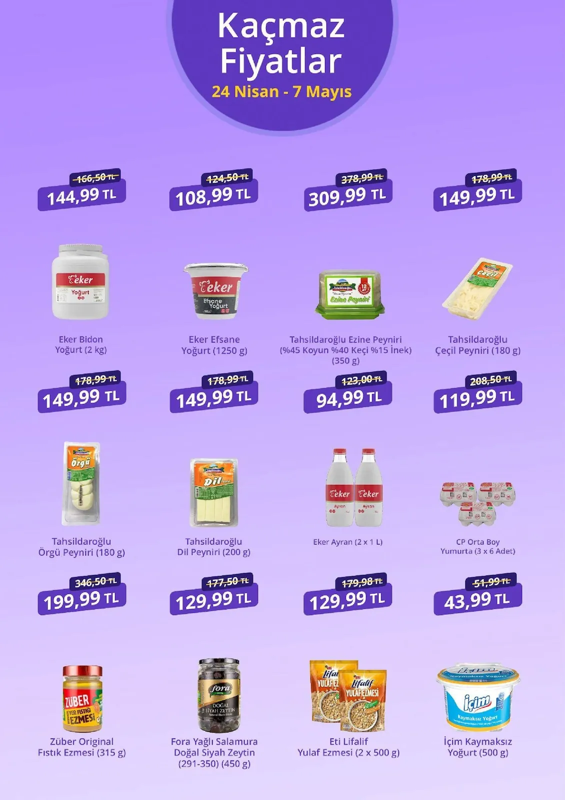 getirbüyük getirbüyük 24 Nisan 2026 Aktüel Kataloğu sayfa 2: Eker Ayran 2 X 1 L, Tahsidaroglu Ezine Peyniri (%45 Koyun %40 Keci %15 Inek) 350G