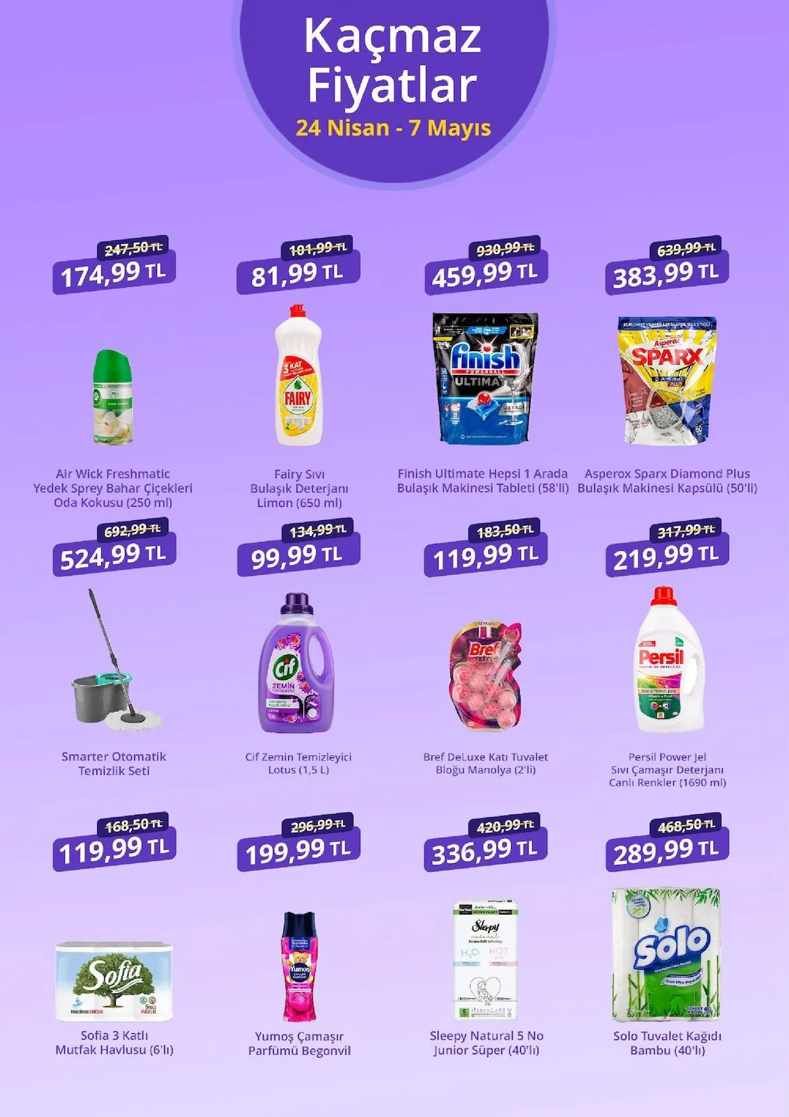 getirbüyük getirbüyük 24 Nisan 2026 Aktüel Kataloğu sayfa 6: Air Wick Freshmatic Yedek Sprey Bahar Çiçekleri Oda Kokusu (250 Ml), Cif Zemin Temizleyici Lotus (1,5 L)