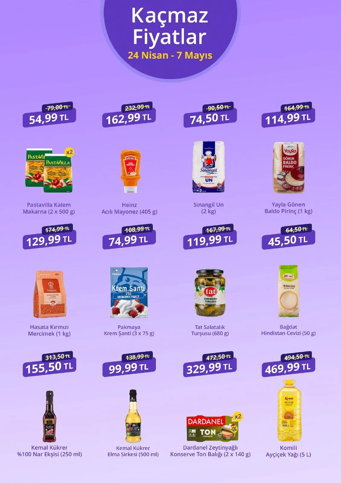 getirbüyük getirbüyük 24 Nisan 2026 Aktüel Kataloğu sayfa 8: Pastavilla Kalem Makarna (2 X 500 G), Tat Salatalık Turşusu (680 G)