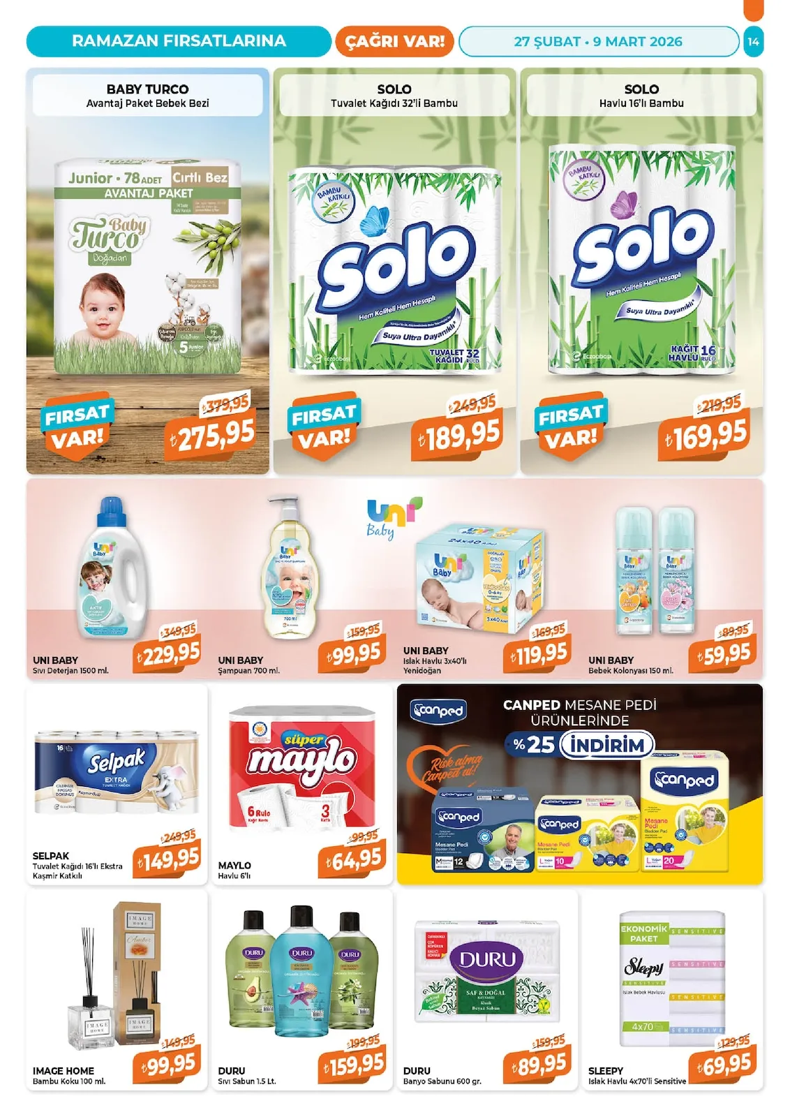 Çağrı Çağrı Market 27 Şubat 2026 Aktüel Kataloğu sayfa 14: Image Home Bambu Koku 100 Ml., Duru Sıvı Sabun 1.5 Lt.