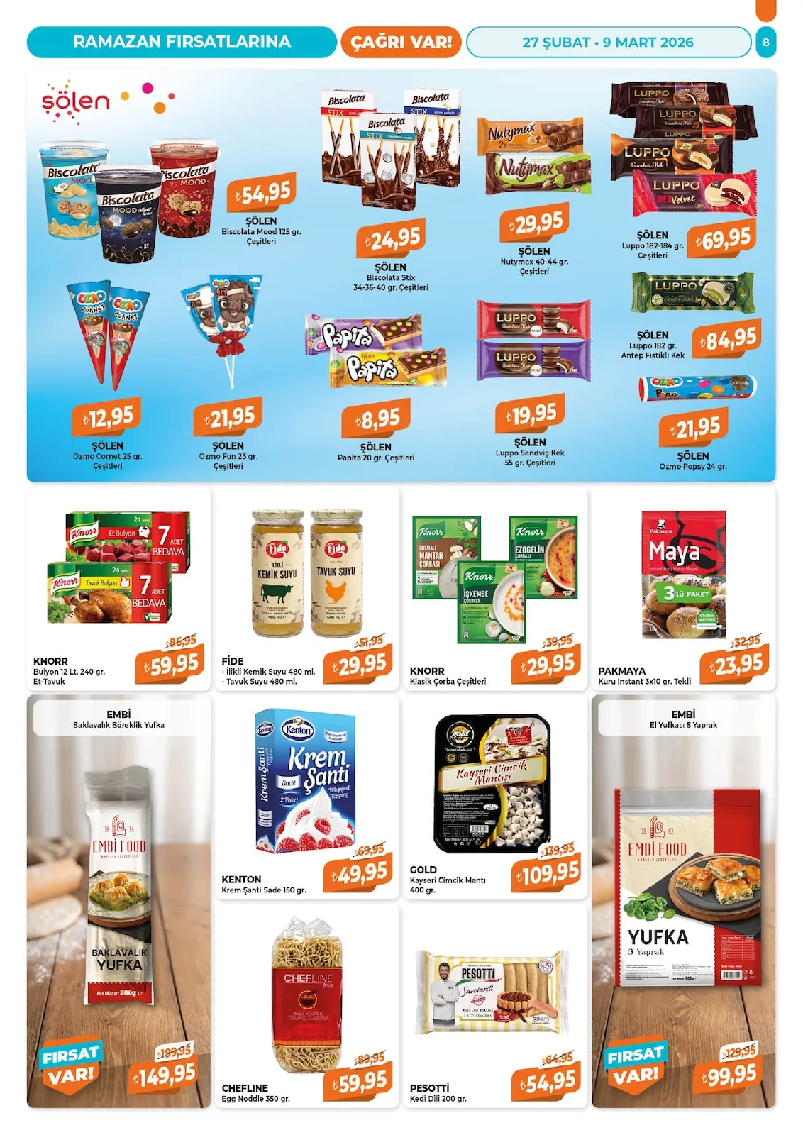 Çağrı Çağrı Market 27 Şubat 2026 Aktüel Kataloğu sayfa 8: Knorr Klasik Çorba Çeşitleri, Knorr Bulyon 12 Lt. 240 Gr. Et-Tavuk