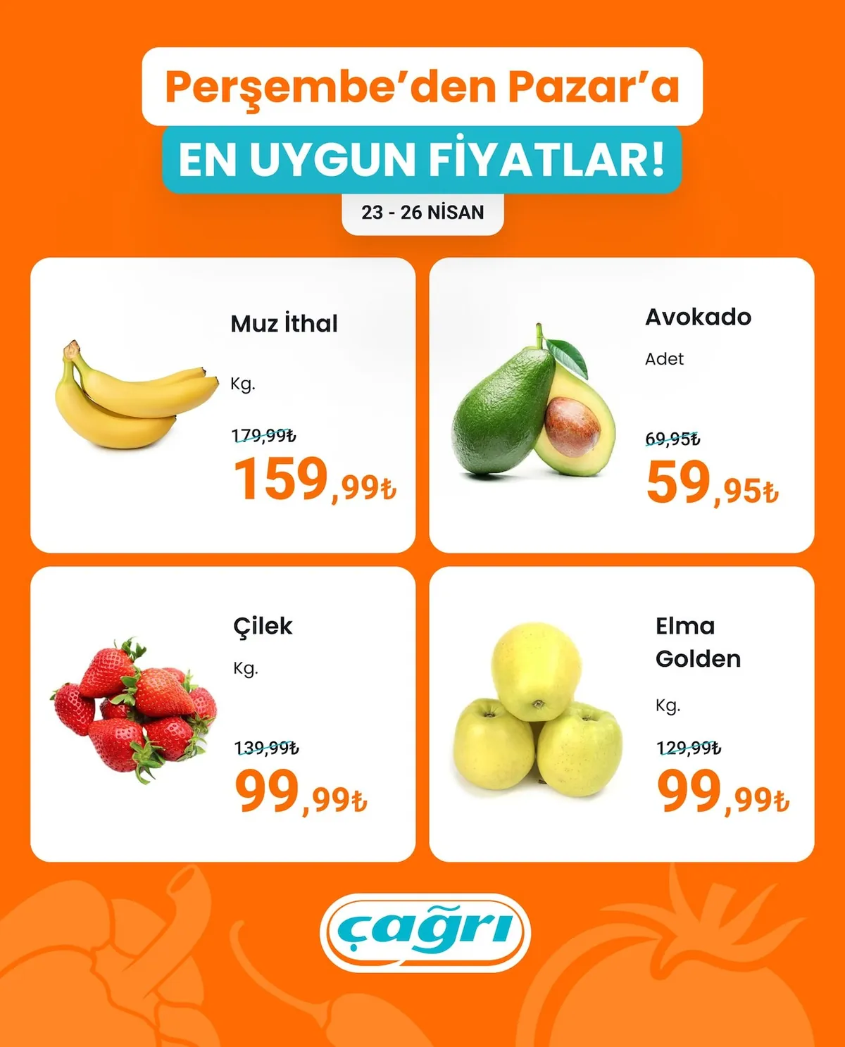 Çağrı Çağrı Market 23 Nisan 2026 Aktüel Kataloğu sayfa 5: Elma Golden Kg, Avokado Adet